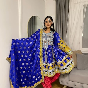 Afghan Women Dress Traditional Handmade Afghan Women kuchi Girl With Afghan Handmade Wedding Afghan Eid Style Embroidery Clothes Afghani image 3