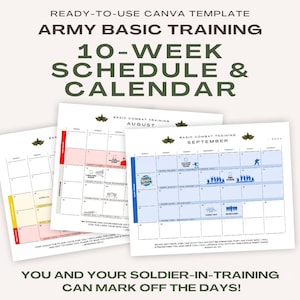 Army Basic Training Canva Calendar | Editable Schedule & Countdown Template for Soldiers and Military Families