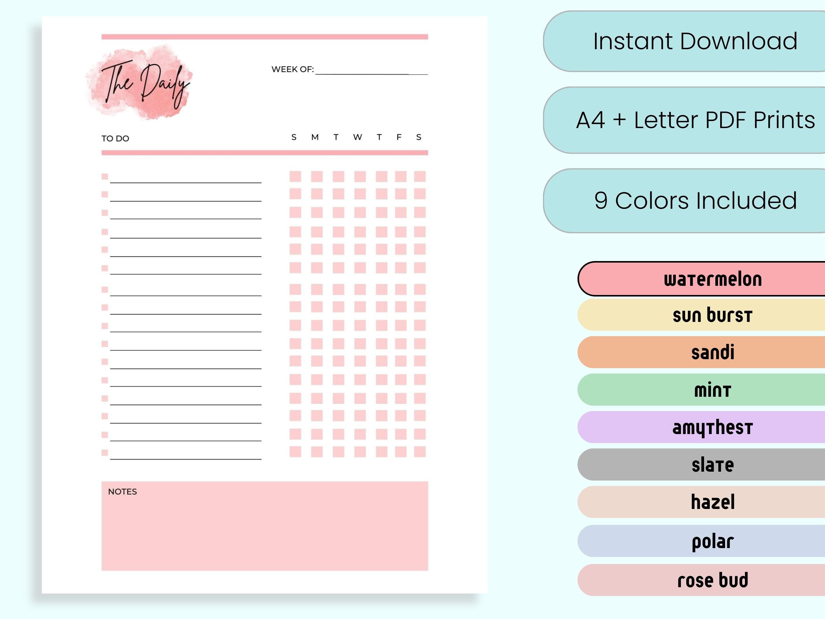 Daily Minimalist to Do List | Printable PDF | Planner Page | Sunday ...