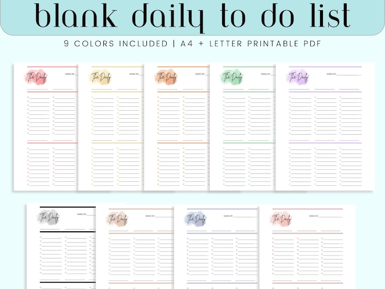 Daily Simple to Do List Printable PDF Planner Page Blank Template ...