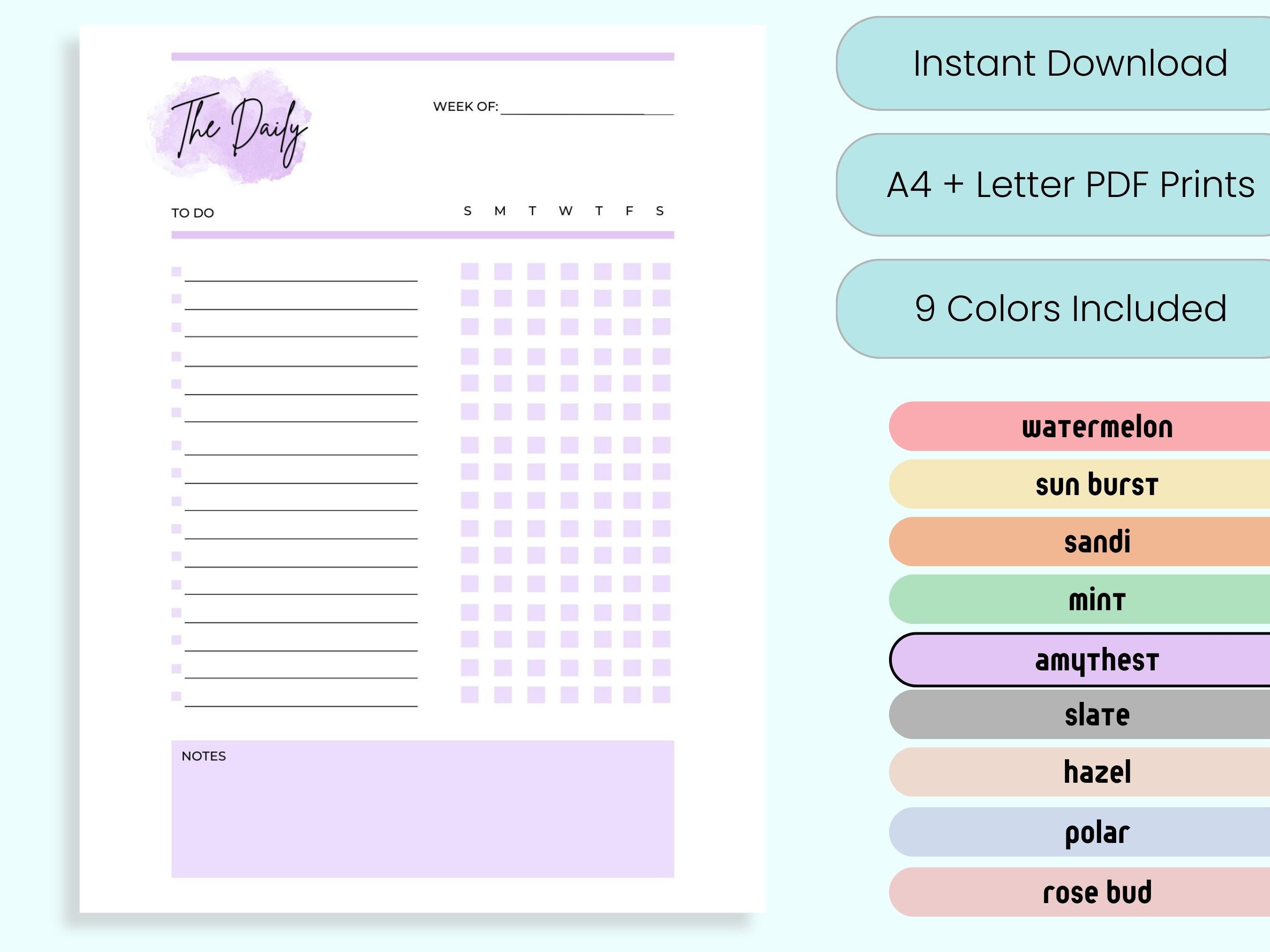 Daily Minimalist to Do List | Printable PDF | Planner Page | Sunday ...
