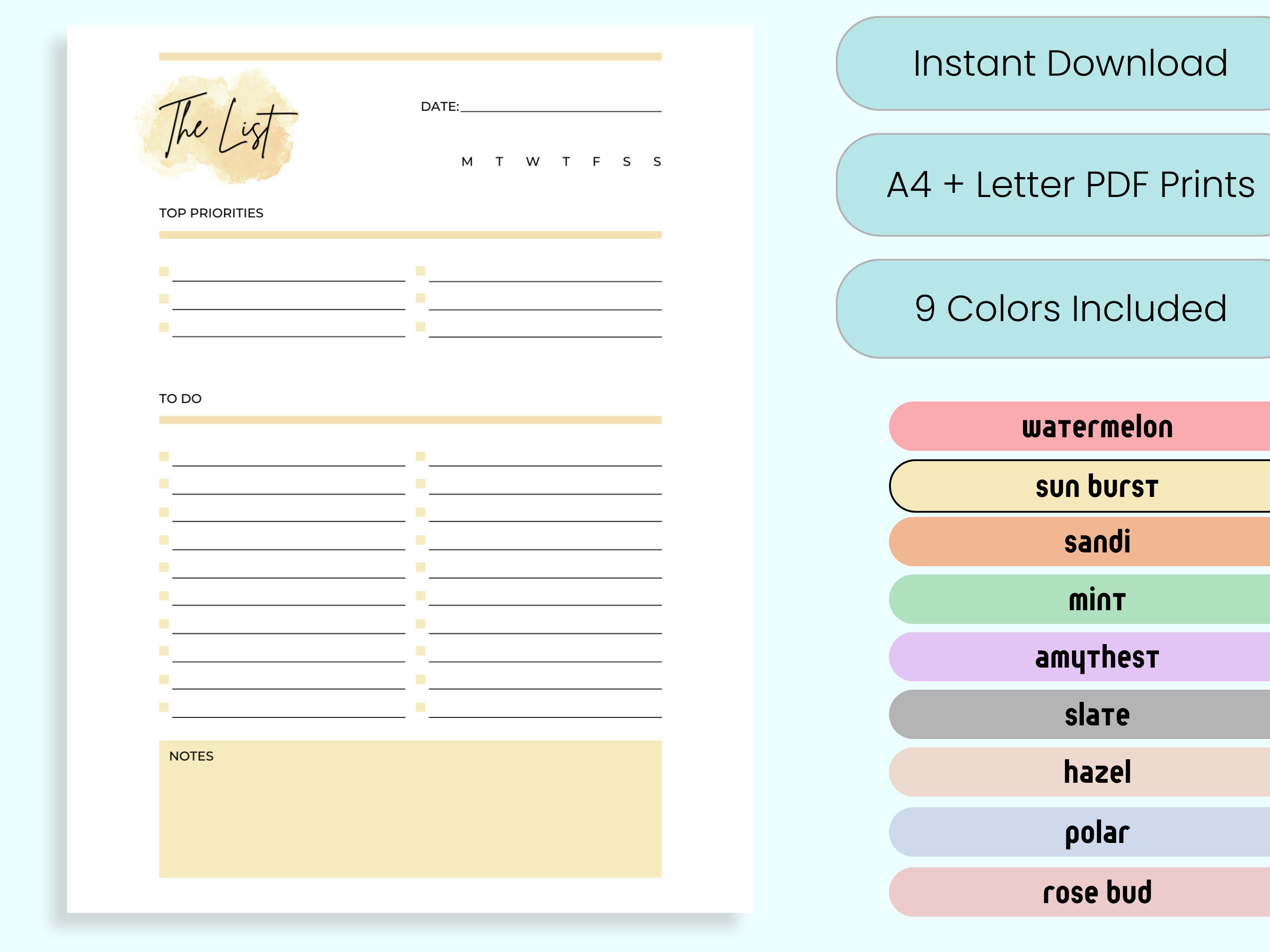 Minimalist to Do List | Printable PDF | Planner Page | Template | Daily ...