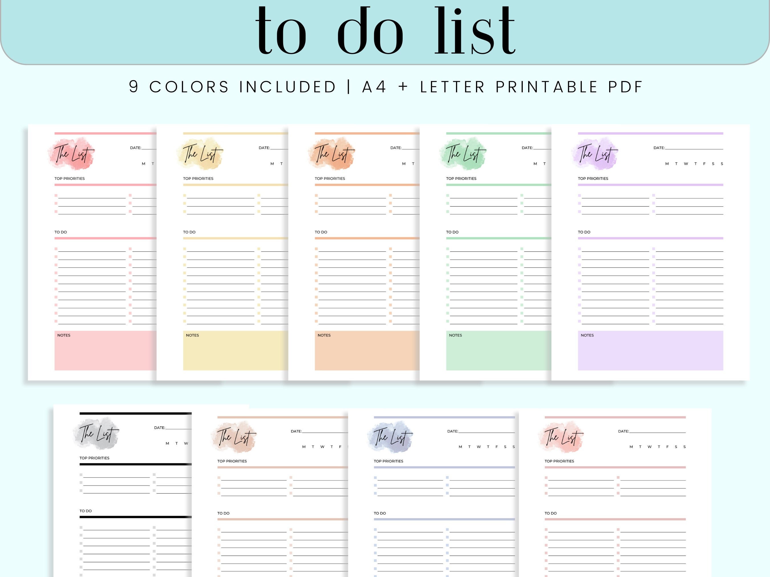 Minimalist to Do List | Printable PDF | Planner Page | Template | Daily ...