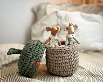 Nursery Organiser, Montessori Toy, Storage Basket for Toys, Autumn Decoration, Acorn Basket, Newborn Gift, Nursery Decoration