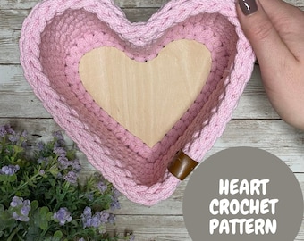 Heart Basket Crochet Pattern, Crochet Pattern for Romantic Basket, Crochet basket pattern, PDF File pattern, digital pattern