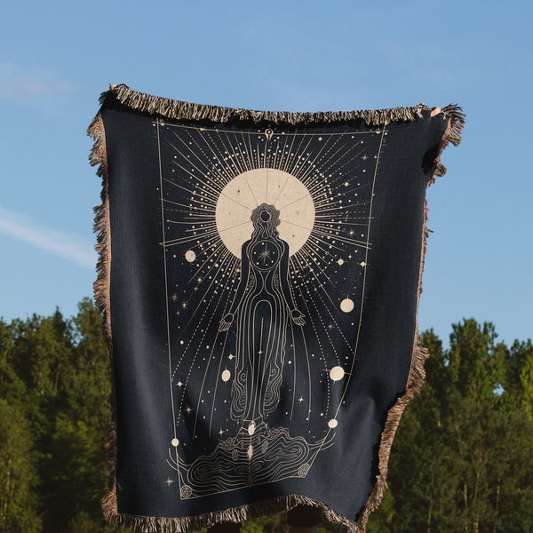 Astrology Woven Blanket Gift - Celestial Tarot Card - A Universe Of Comfort - Ideal For Zodiac Lovers And Cosmic Dreamers