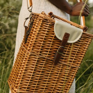 Insulated Wicker Picnic Basket with Shoulder Strap and Handles Large Picnic Basket for Picnic Essentials Beach Picnic BasketMarket Basket image 2