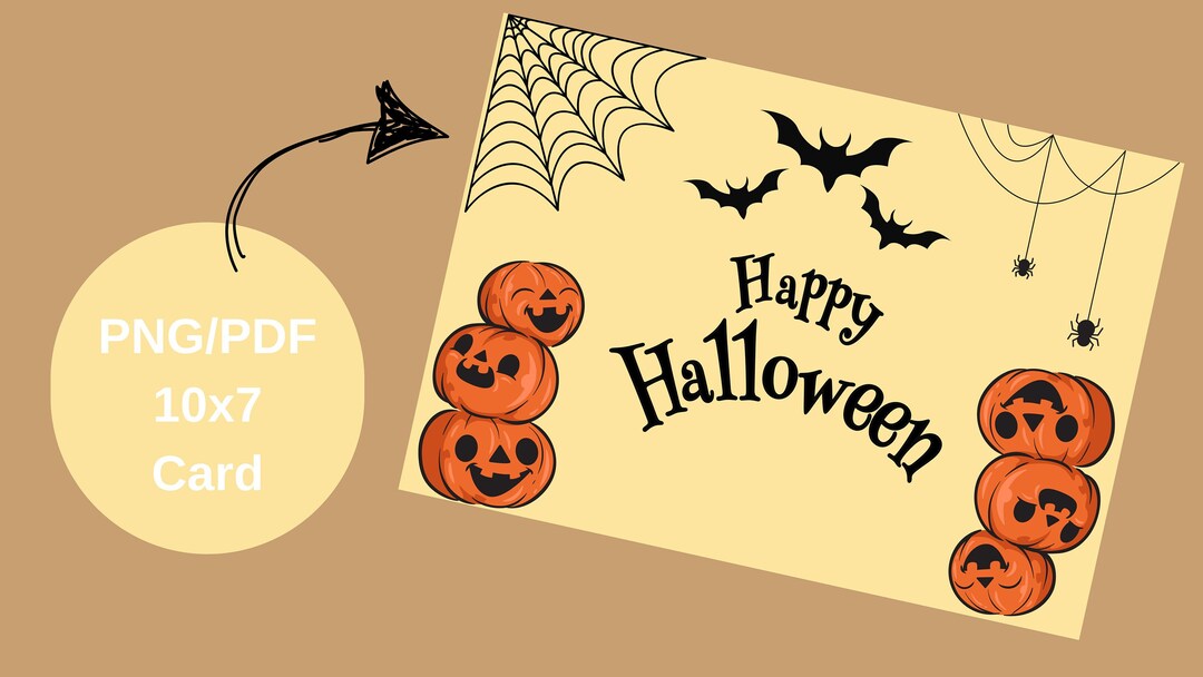 Happy Halloween Card PRINTABLE foldable Card Gift hallowen Etsy