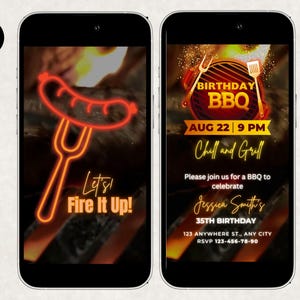 BBQ Birthday Invite – Animated Cookout Party Invitation, Editable Backyard BBQ Template for Summer Grill and Chill, Barbecue Invitation
