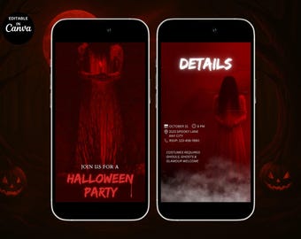 Animated Halloween Video Invitation – Spooky Costume Party (MP4, Editable in Canva)