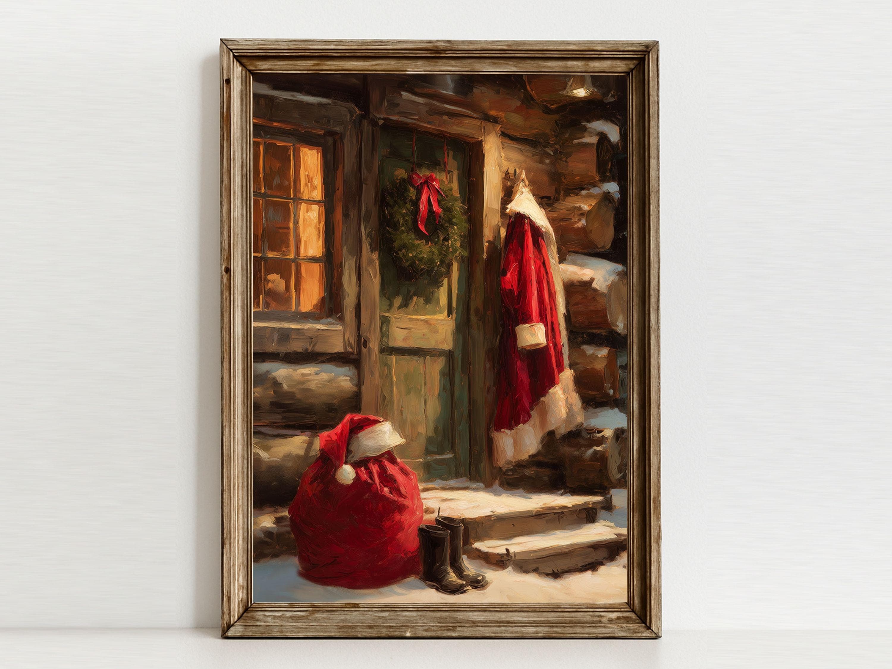 Santa Claus Painting, Santa Claus Portrait Print, Moody Christmas Printable Wall Art, Vintage Santa Portrait Print, Cozy Winter Print