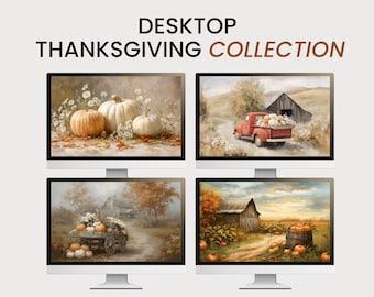 Thanksgiving Cottagecore skrivbordsbakgrundspaket (digital nedladdning)