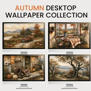 Herfst bureaubladachtergrondenpakket, gezellige herfst screensaver, 4K computerachtergronden voor MacBook en iPad