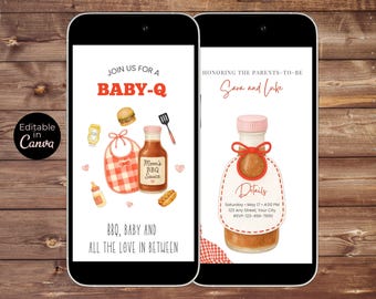 Baby-Q Baby Shower Invitation, Animated BBQ Couples Shower Invite, Baby Q Sprinkle, Baby BBQ Party Evite, BBQ Baby Shower Evite