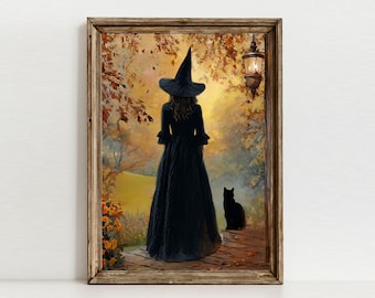 Impression sorcière automne - Witchy numérique imprimable - oeuvre d'art Cottagecore - décoration Light Academia