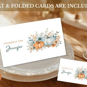 Thanksgiving Place Card Template, Table Name Card Printable, Fall Autumn Custom Place Card, Friendsgiving place cards