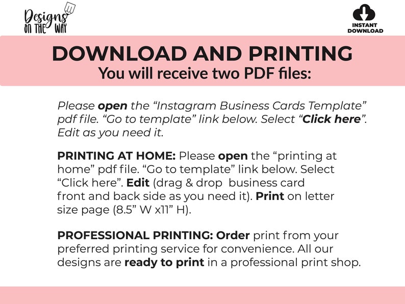 Instagram Business Card, Editable Business Card Template for Business ...