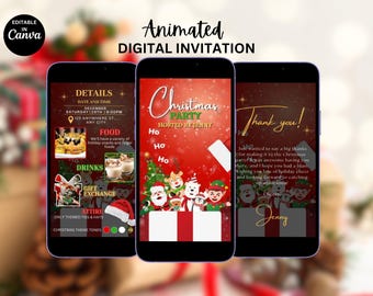 Christmas Party Video Invitation, Digital Christmas Party Invitation, Christmas Santa Invite, Video Invitation, Gift Exchange E Invite