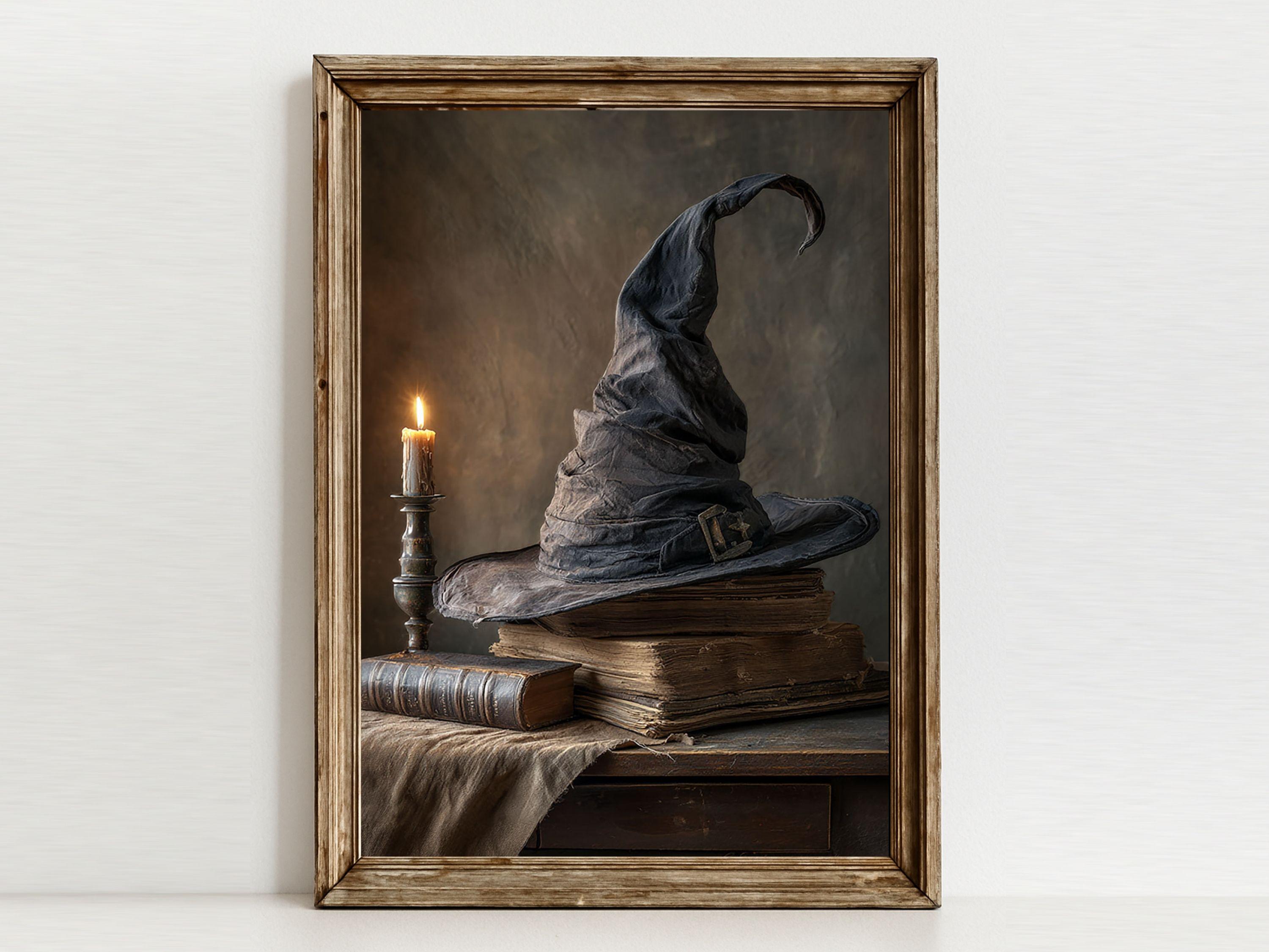 Whimsigot Witchy Hat Halloween Handcrafted New Halloween Witch Brooch Green Face Vintage Handmade Clay Pin  main image 2