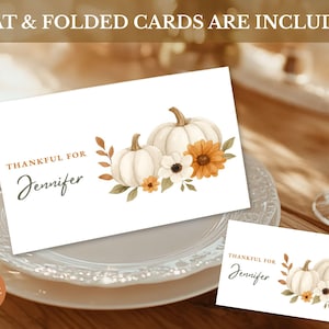 Thanksgiving Place Card Template, Table Name Card Printable, Fall Autumn Custom Place Card, Friendsgiving place cards