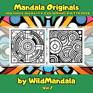 100 Mandala Coloring Patterns, Random Patterns for Coloring, Mandala Coloring Pages for Mindfulness, No Grayscale Mandala Designs, Vol2
