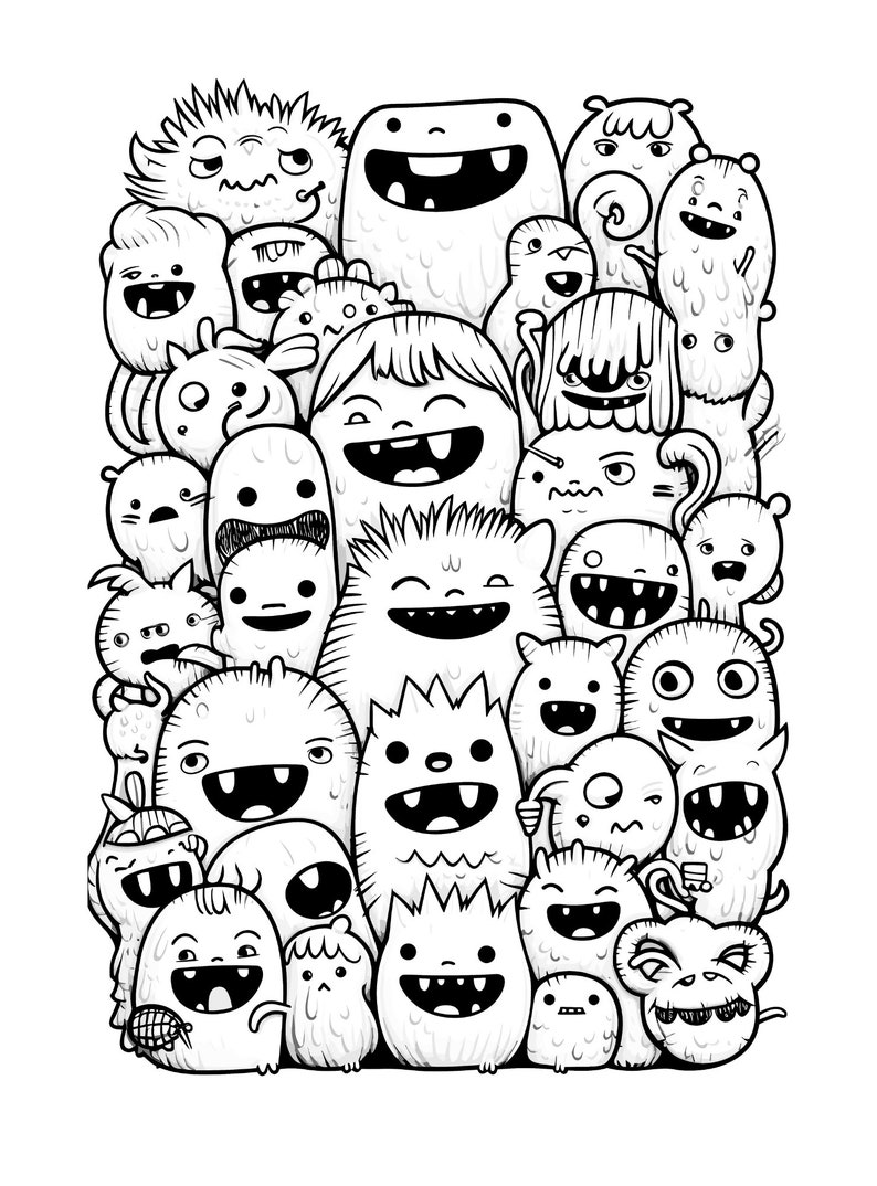 50 Cartoon Monster Coloring Pages, Highquality Coloring Designs, Cute
