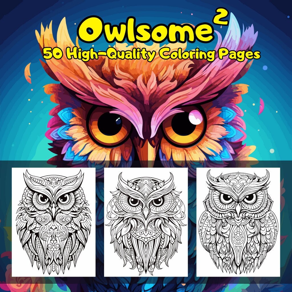 Owl Mandalas, 50 mandala style designs for Mindfulness and Stress-Relief, No Grayscale Mandalas, Owl