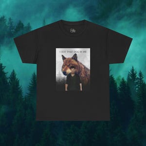 トワイライト ジェイコブ ブラック ユニセックス ヘビーコットン Tシャツ - 「俺の中には犬がいる」