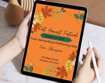 Fall Harvest Festival Invitation | Editable Template (Digital Download)