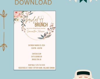 Floral Bridal Brunch Invitation Template (Digital Download)