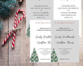 Christmas Wedding Invitation Bundle| Holiday Wedding Invitation Printable|Winter Wedding Template|Editable Instant Download for Nuptials