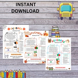 Newsletter Template|Editable Newsletter| Monthly Newsletter| School Newsletter| Classroom Newsletter Bundle