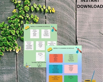 Programma di pulizia per mamme impegnate/Elenco di controllo settimanale per il decluttering/Sfida della tabella delle faccende/Pulizia a zone/Programma di pulizia modificabile