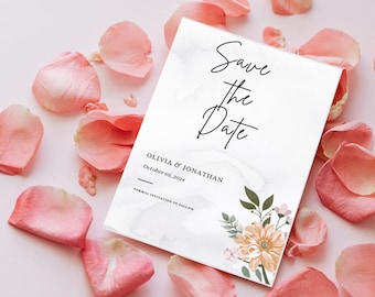 Floral Save the Date Invitation|Boho Save the Date Template|Editable and Printable Invitation|Digital Save the Date|Minimalist Save the Date