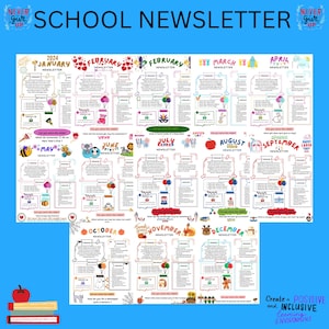 Editable Monthly School Newsletter Template | Elementary Classroom Teacher Printable | Canva Parent Communication PDF