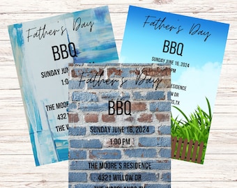 Plantilla editable de invitación a barbacoa para el Día del Padre (descarga digital)