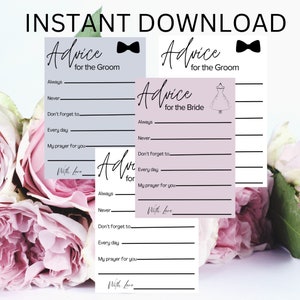 Ratschläge für Braut und Bräutigam zum Ausdrucken|Ratschläge für Mr und Mrs|Minimalistische Advice Card Template|Bearbeitbares Brautpartygeschenk|Wünsche für die Braut