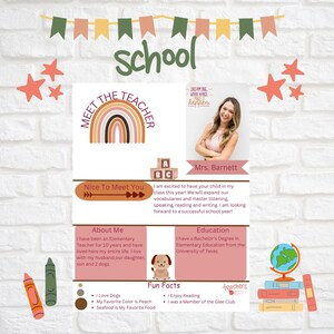Bewerkbaar Meet the Teacher-sjabloon: afdrukbaar terug naar school (canva, pdf-bestand)