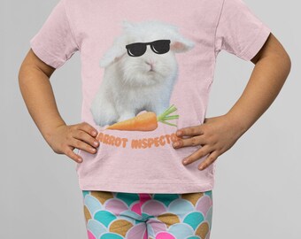 Camiseta infantil con bonito y divertido conejo blanco, El inspector de zanahorias
