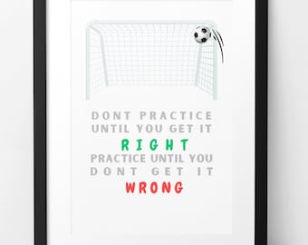 Póster de fútbol, arte de pared con citas inspiradoras, póster de dormitorio, póster de vestuario, citas motivacionales