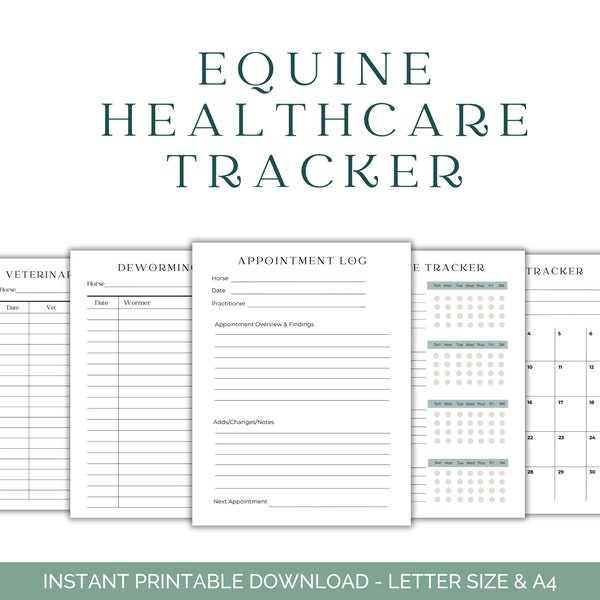 Horse Healthcare Tracker - Equine Health - Horse Care Log - Horse Care Record Book