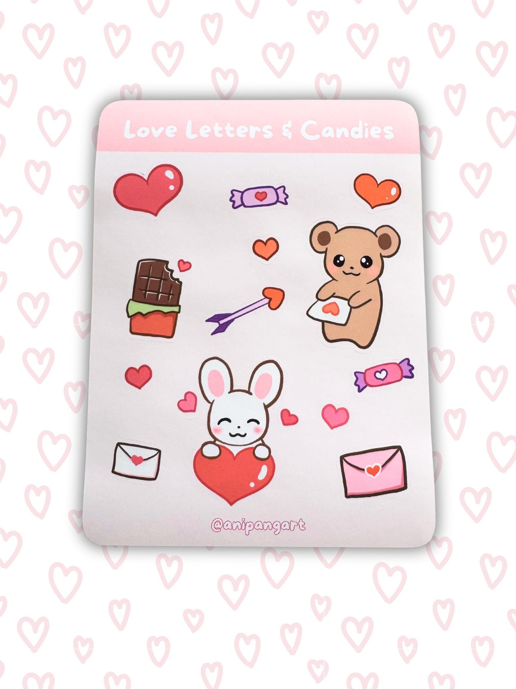 Sticker Sheet Love Letters & Candies｜cute Bear Bunny Chocolate Candies ...