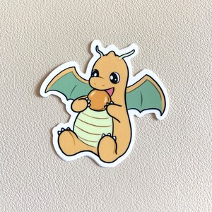 Cute Dragon Eating Pancake Vinyl Matte Sticker