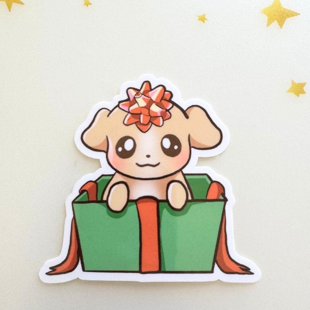 Cute Puppy in Gift Box Sticker｜pretty Dog Sticker｜kawaii Stickers Gift ...