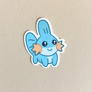 Cute Mudkip Vinyl Matte Sticker | Chibi Mudkip Sticker Smiling