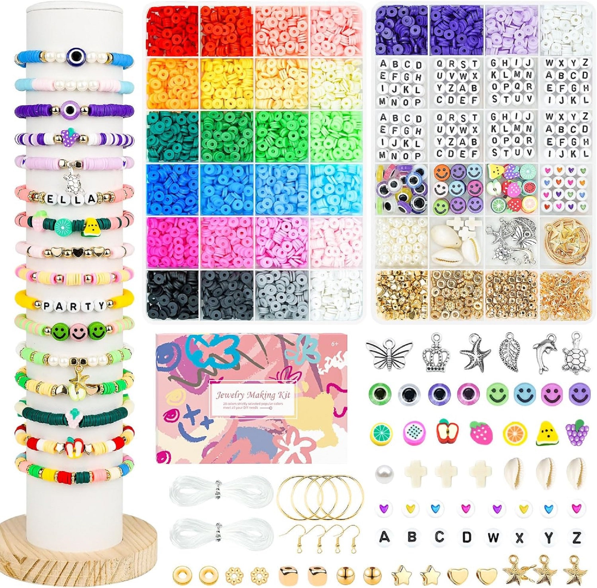  6000 PCS Clay Beads for Bracelet Making, FOLORA Polymer Clay  Beads Pendant Charms Kit for Bracelets Necklace, Jewelry Making Kit Crafts  for Girls Adults : Arts, Crafts & Sewing