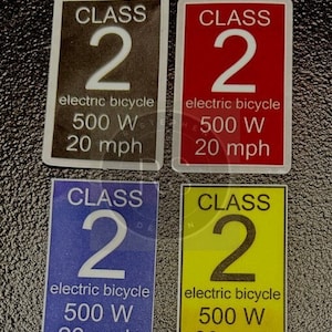 Class 2 e-bike decal 500w 20mph (Pack of 2)