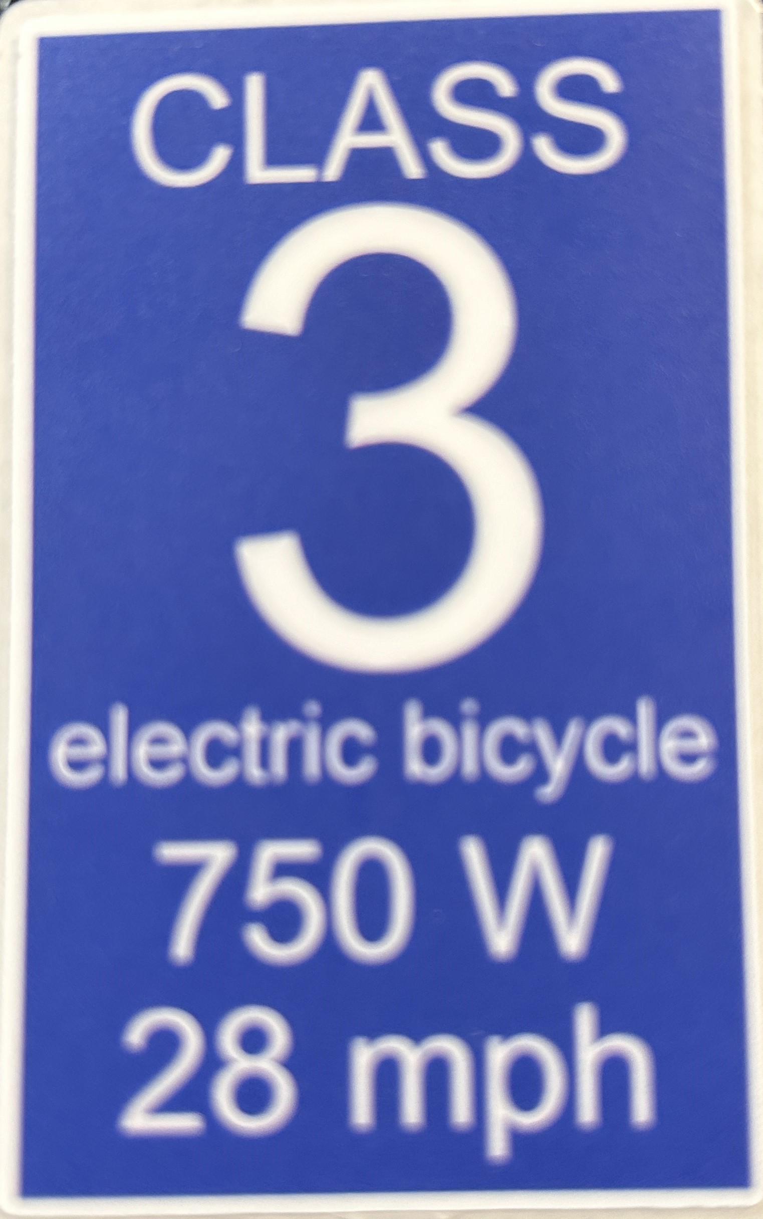thumbnail image 2 of Class 3 E-Bike Decal (750w / 28mph) – Pack Of 2 – UV & Water Resistant – For SurRon, Segway, Etc. 2 of 4