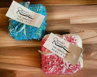 9"x9" Kitchen Dish Cloth Infused with Scrubbie - Set of 2