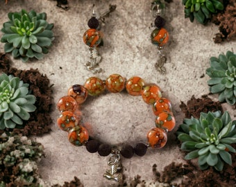 Essential Oil Orange/Dove Bracelet and Earring Set
